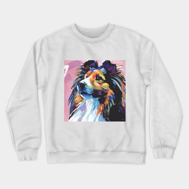 Shetland Sheepdog Dog Bright colorful pop dog art Crewneck Sweatshirt by bentnotbroken11